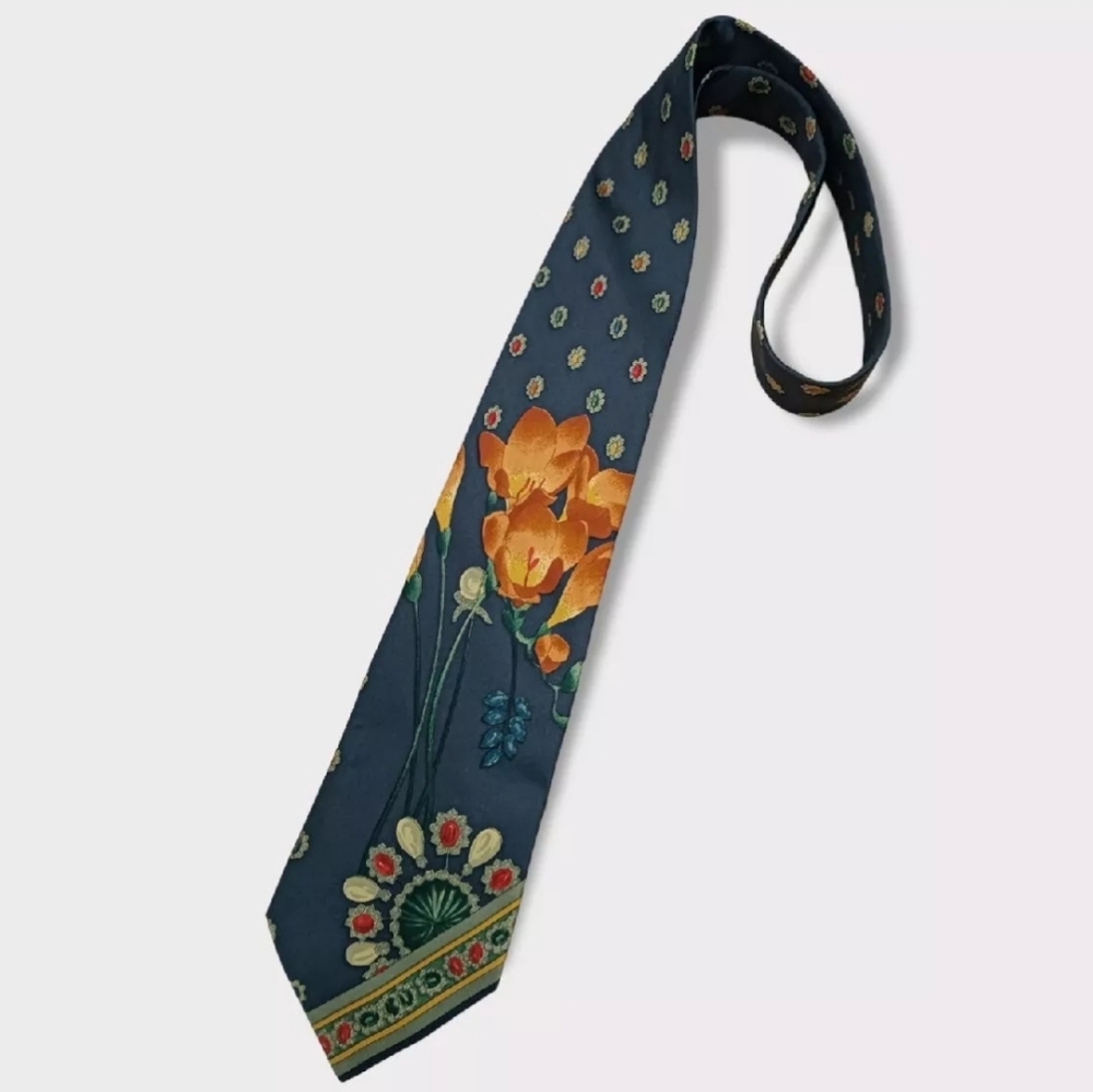 LEONARD Gray Royal Silk LUXURY Tie ITALY